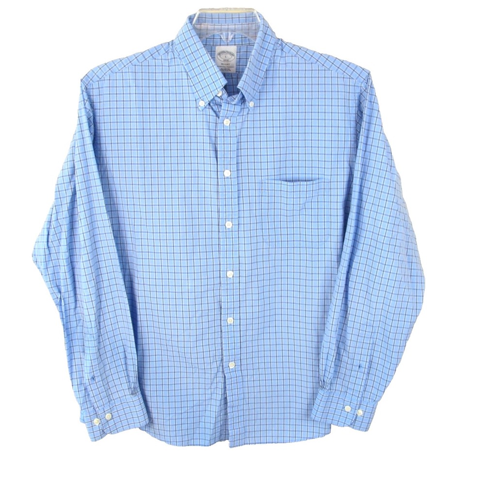 Brooks Brothers Regent‎ Long Sleeve Button Down Shirt Men's Large Blue Check